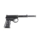 A Gat push back air pistol. .177 caliber, unusual with safety catch, boxed.