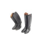 Two pairs of black leather riding boots. Comprising one pair of Cavallo size 7.