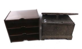 Victorian Bible box (miniature coffer) and a mahogany file box.