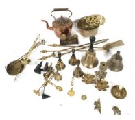 A collection of copper and brass items.