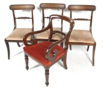 Four 19th century mahogany framed chairs.