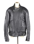 A Belstaff black leather heavy duty leather bikers style jacket.