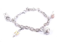 A 'hot diamonds' twin-oval belcher link 'charm' bracelet,
