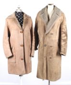 Three vintage brown sheepskin coats.