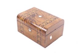 A Victorian burr walnut jewellery box.