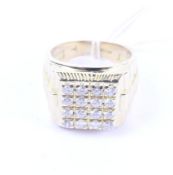 A vintage 18ct gold and diamond square cluster 'Rolex-type' ring.