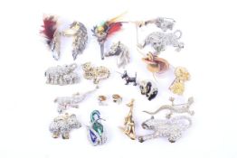 A collection of approximately 20 costume jewellery 'animal' brooches and jewellery.