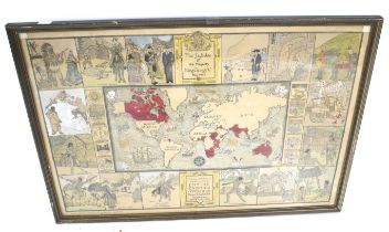 A hand coloured print map of 'The Jubilee of His Majesty King George V, May 1935'.