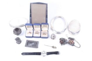 A collection of silver and other items including photograph frame.