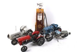 Five modern tin plate type collector's model vehicles.
