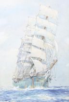 A 20th century watercolour. Depicting a ship, signed 'E. S. Murray', 43.5cm x 29.