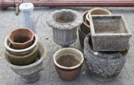 A collection of assortred vintage garden planters.