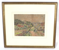 James Brown (1863-1943, pseudonym P Conway), pencil and watercolour, 'Bourne Valley,