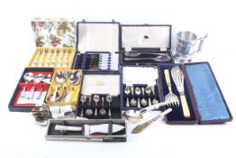 A collection of silver-plated items.