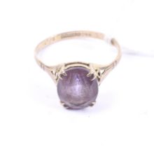 A vintage 9ct gold and amethyst single stone ring.