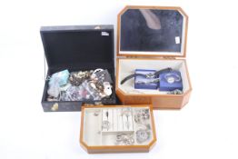 A large collection of miscellaneous costume jewellery in two boxes.