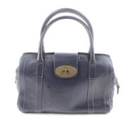 A Mulberry 'Bayswater' grained blue leather handbag.