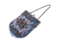 An early 20th century German silver mounted beadwork purse.