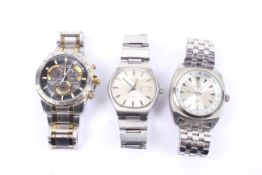 A group of three mens watches including a Citizen Eco-drive WR200