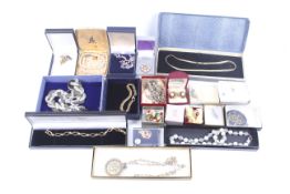 A group of twenty boxed items of jewellery including rings, necklaces, etc.
