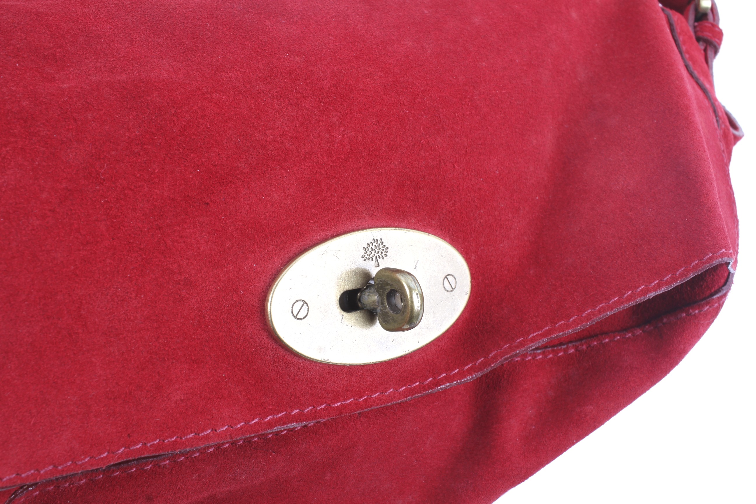 A Mulberry red suede flap shoulder bag. - Image 3 of 4