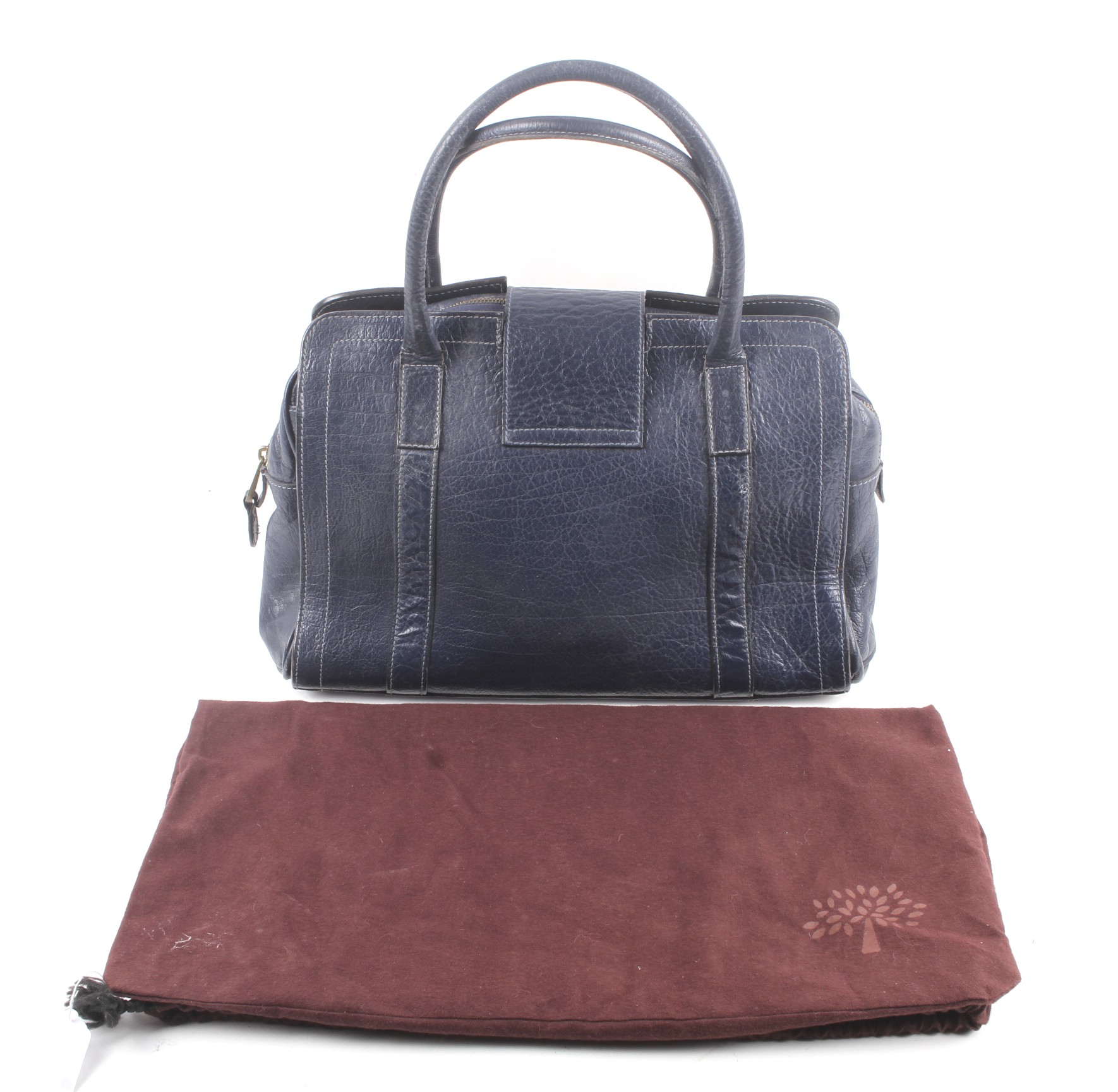 A Mulberry 'Bayswater' grained blue leather handbag. - Image 2 of 2