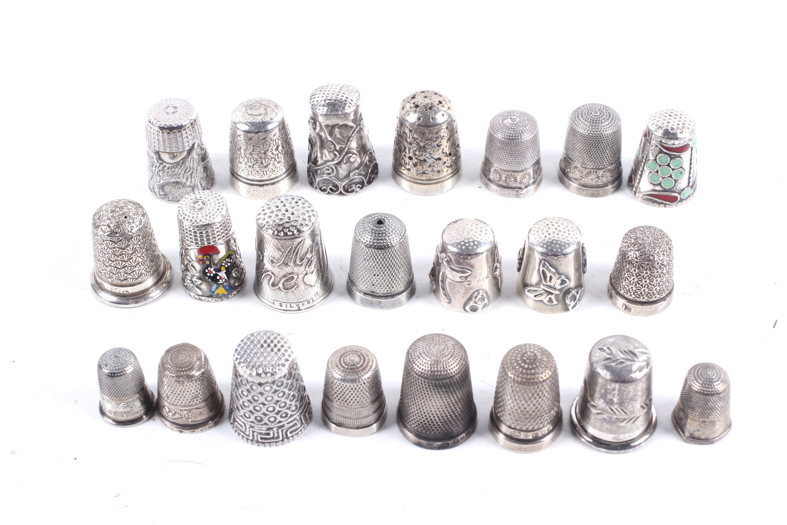 A collection of Victorian and later thimbles.