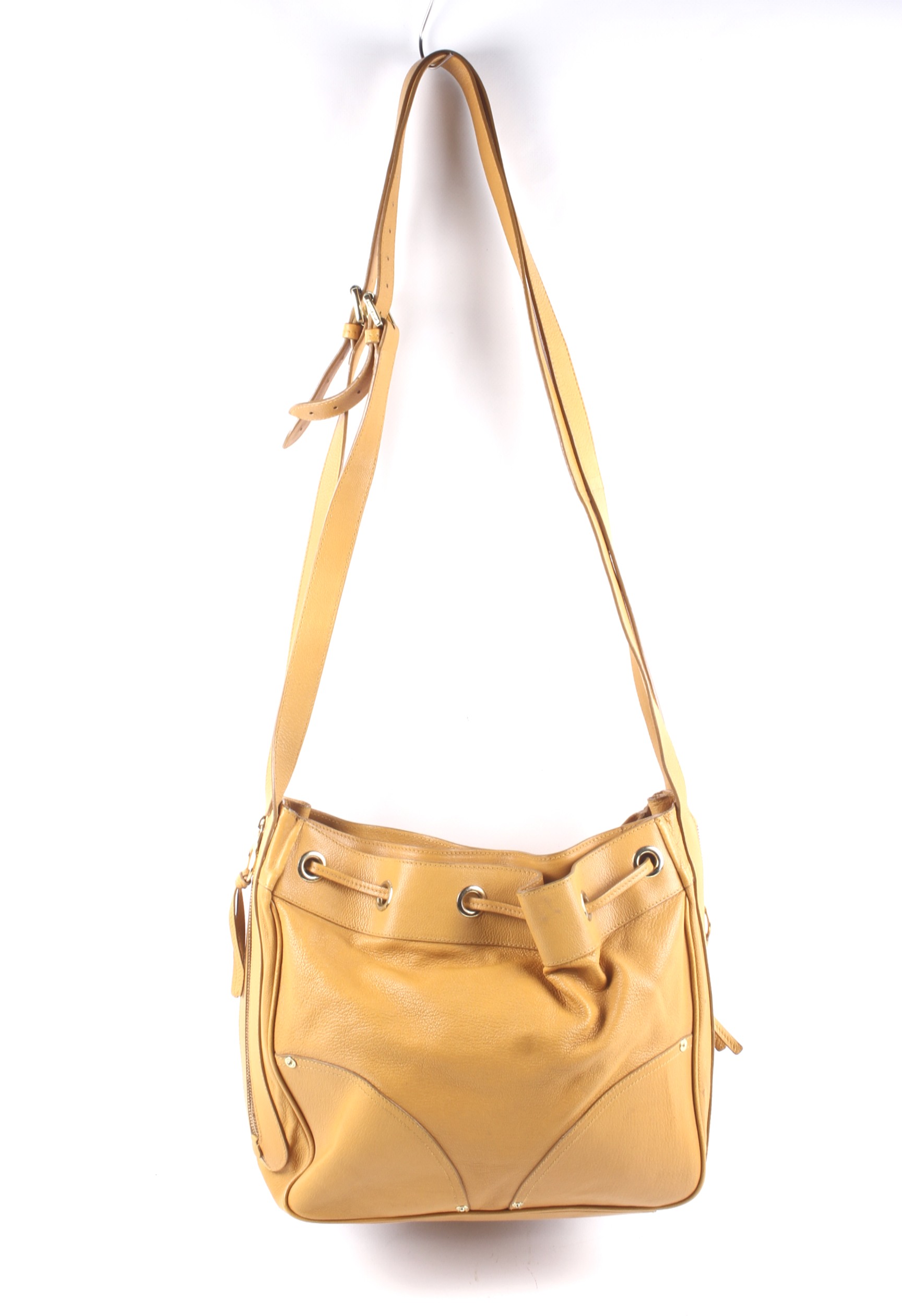 A Mulberry 'Poppy' grained mustard yellow shoulder bag.