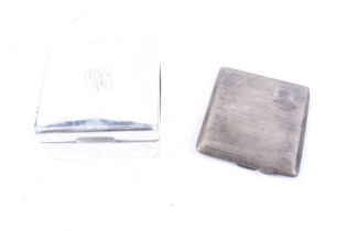 A silver engine turned oblong cigarette case, and a silver-mounted square cigarette box.