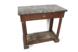 A 19th century Empire style mahogany side table with marble top.