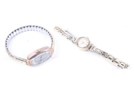 Two lady's 9ct gold cased wristwatches.