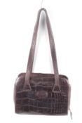 A vintage Mulberry brown faux crocodile skin leather handbag.