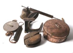 A collection of six assorted vintage metalware, etc.