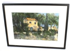 Robert Parker, mixed media, 'Maison Abandonee Aubagne'. 32.5cm x 51cm, framed and glazed.