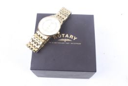 Rotary, a gentleman's gold-plated round bracelet watch.