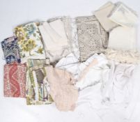 An assortment of vintage table linens.