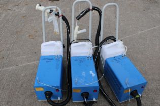 Three electric ULV cold foggers on wheels. Model: ID-1000A. 240v.