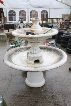Large three tier reconstituted stone garden water feature. Approximately H180cm.