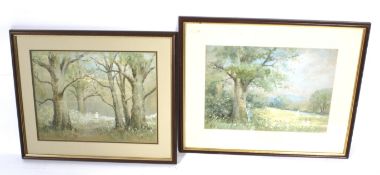 Helen Edwards (1882-1963), two watercolours, woodland scenes.