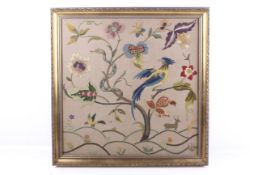 A 19th century English crewelwork embroidery panel.