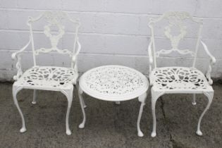 A brand new solid cast aluminium coffee table set in old English white powder coating.