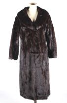 A vintage full length brown ranch mink fur coat.