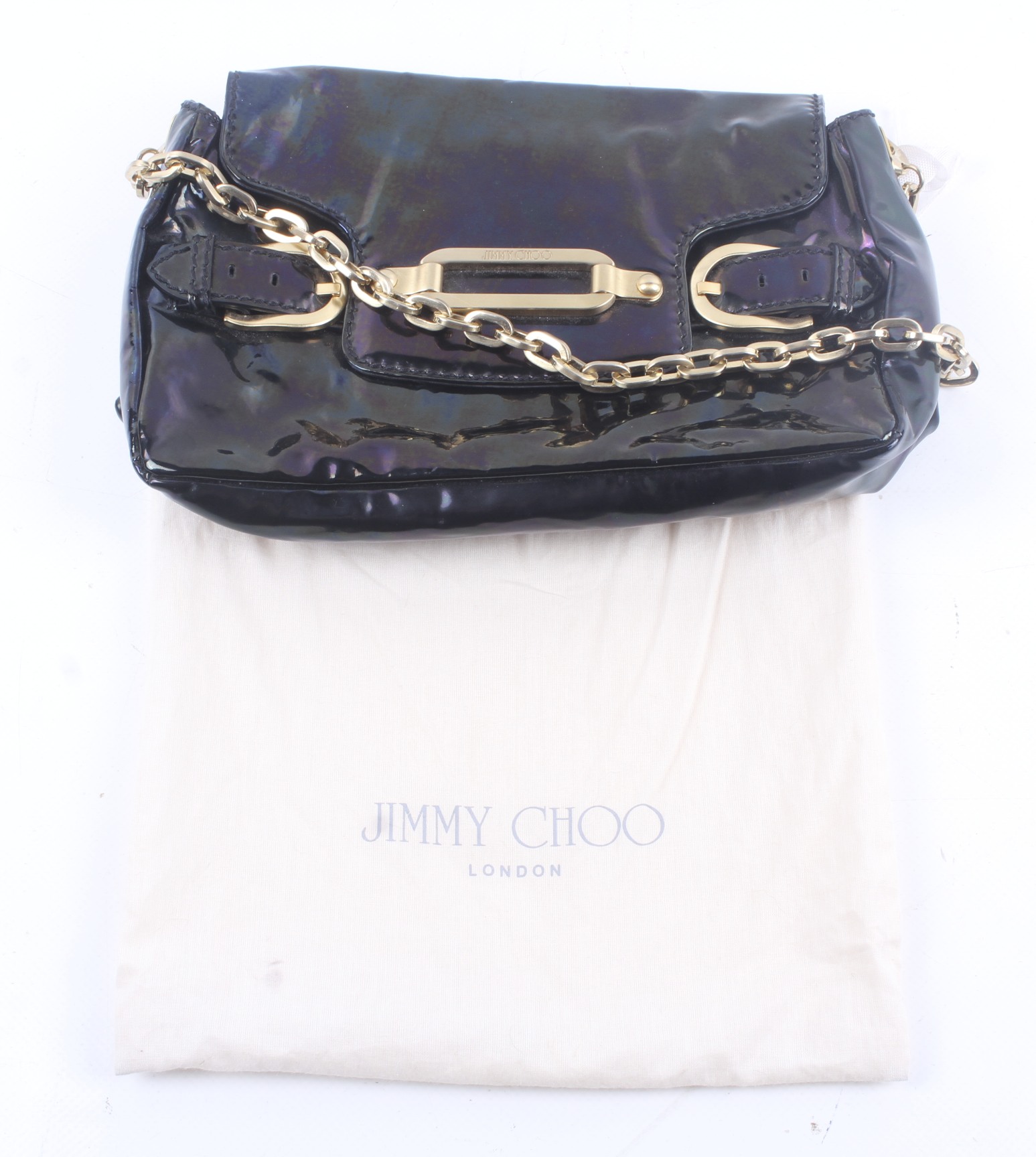 A Jimmy Choo 'Hobo' black patent leather shoulder bag. - Image 4 of 4