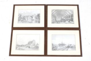 Four prints of railway scenes.