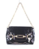 A Jimmy Choo 'Hobo' black patent leather shoulder bag.