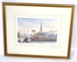 Terry Bevan, signed limited edition print of St Mary Redliffe, Bristol.