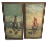 C Webster, mid-20th century, pair oil on canvas of marine scenes.