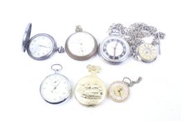 A group of 7 pocket watches including Smiths, Ingersol,