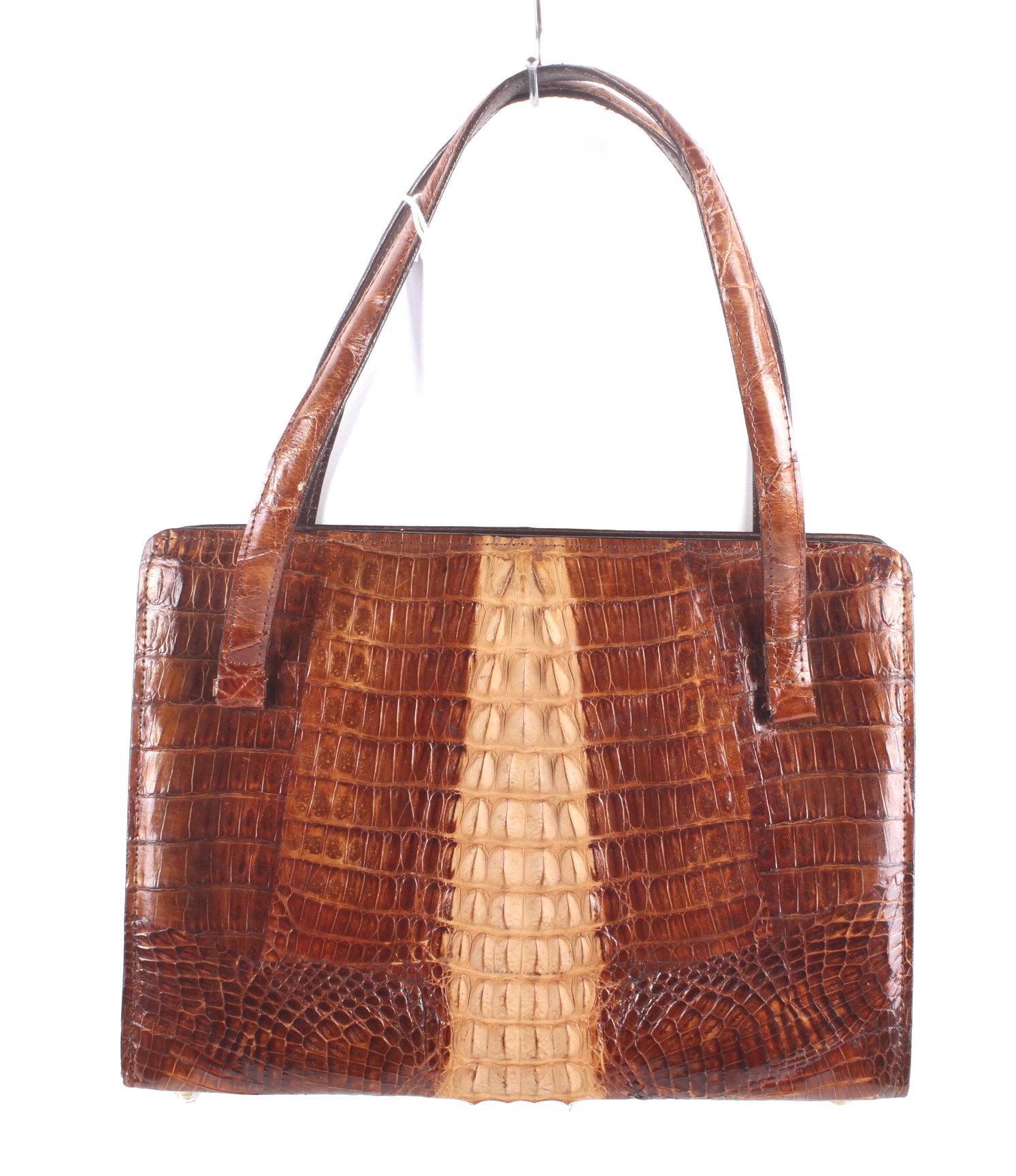 A vintage brown crocodile skin handbag and purse. - Image 2 of 3