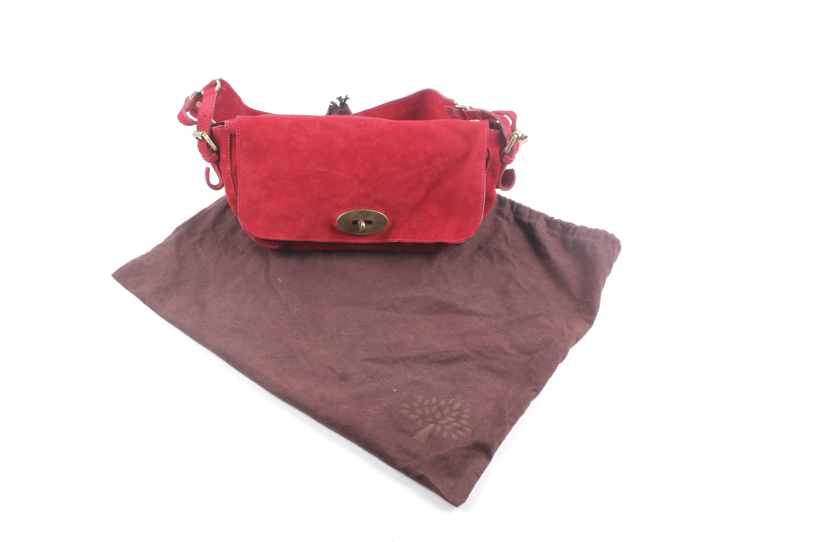 A Mulberry red suede flap shoulder bag. - Image 4 of 4